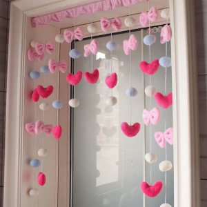 MEISITEKEKE | Rose Red Heart Shape Beaded Curtain