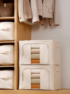 กล่องเก็บเสื้อผ้าผ้าฝ้ายแท้ TianShan ความจุขนาดใหญ่ ชั้นวางเสื้อผ้า กล่องเก็บสิ่งของแบบพับได้ กล่องเก็บเสื้อผ้า วัสดุผ้าฝ้ายแท้