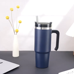Tumbler Jumbo Gagang Stainless 1200ml Termos insulated dengan Sedotan