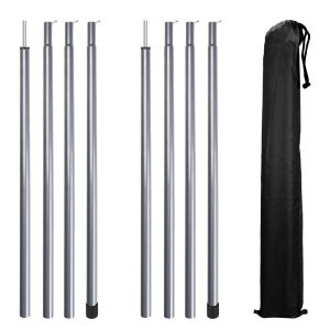2 Sets Adjustable Tent Poles Camping Steel Rods with Storage Bag for Sun Rain Shelter Tarp Canopy Hiking Awning Replacement