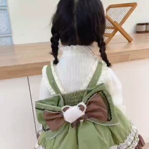 【Ready Stock】Child Dress New Fashion 2024 Matcha Green Lolita Dress Girl Dress【现货】2024年新款抹茶绿色小熊洛丽塔萝莉公主裙四季精致洋气生日裙公主裙