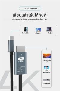 อะแดปเตอร์ USB C เป็น HDMI 4K 60Hz สายเคเบิล Type C ตัวแปลง HDTV สำหรับ iPhone 15 ตัวแปลงทีวี MacBook Air iPad Samsung แล็ปท็อป
