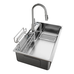 TAOSHI | Large Single Basin Double Layer Debris Collecting Kitchen Sink 304 Stainless Steel