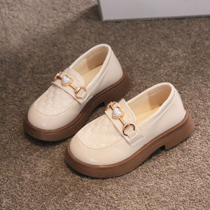 Girls Black Small Leather Shoes 2024 Spring and Autumn Childrens Shoes Kids Baby Girl Shoes Little Girl Princess Shoes Flats