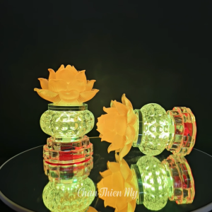 Đèn Thờ Hoa Sen Lưu Ly CHÂN THIỆN MỸ Đèn Bàn Thờ Trang Trí Bàn Thờ HSLL-17