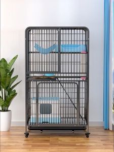 Cat Cage Large Space Stainless Steel 3/4 Layer Cat House With Door Ladder Wheels Layer Cat Villa Big Cat Cage