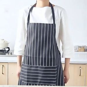 Cook Apron Adjustable Half-length Adult Apron Striped Hotel Waiter Apron Kitchen With Pockets
