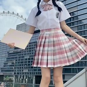 Chân váy tennis kèm nơ dáng xòe kẻ caro siêu xinh nữ tính nhật bản JK tặng nơ H0001