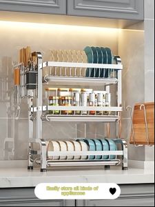 🇹🇭KOK ที่คว่ำชามจาน 3 ชั้น ชั้นวางจาน สแตนเลส ทนทาน ที่คว่ำจาน ชั้นวางของในครัว 3/2ชั้น ที่วางจาน แบบวางเขียงตั้งโต๊ะ จัดระเบียบห้องครัว วางเขียง bowl rack ชั้นวางของ ชั้นคว่ำจาน ที่คว่ำชามจาน ครบเซ็ท ชั้นวางของในครัว