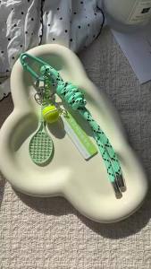 Alloy Tennis Racket Combined With Acrylic I"ll Be Waiting For You At The Tennis Court Tag Bag Pendant Phone Keychain Decoration