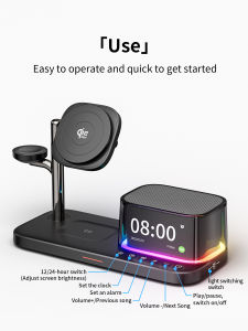 Qi2.2 25W 5 in 1 Magnetic Wireless Charger Stand Bluetooth Speaker Fast Charging