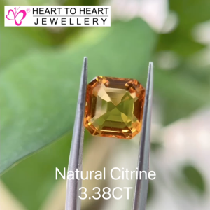 Natural Gemstone Citrine 3.38CT Asscher Step cut Fancy Yellow from Brazil