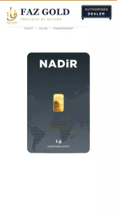 1g Gold Bar 999.9 Fine Gold | Nadir | LBMA Approved | Sealed Assay Card