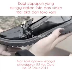 SR Sepatu Loafers Wanita Sepatu Oxford Pantofel Hitam Slip On Rantai Casual Kerja