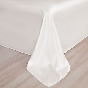 1pc Summer Cooling Top SheetShiny Silky White Flat SheetLyocell Bamboo Fiber Cold Bed Linens Mattress CoverUS queen 90*102in