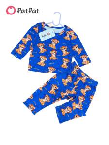 ป้าย PatPat Kids Boy/Girl เสื้อผ้าเด็กชาย/เด็กหญิง  Size 3-6 M อายุ 3-6 เดือน ชุดนอนเสื้อกางเกงขายาว สีน้ำเงินลายสิงโต