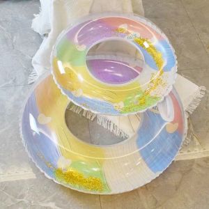 Thickened Oil Painting Inflatable Life Ring with Handle for Adults And Babies Swimming Ring Sport Fitness Fan Supplies