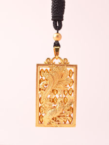 Vietnam Placer Gold Zodiac Dragon Dragon and Phoenix Pendant Abacus Pendant Couple Necklace Sweater Chain