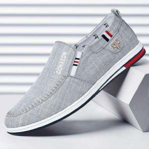 Giày Vải Nam Mùa Xuân Thu Thoáng Khí Đa Năng Một Bước Giày Thường Ngày Mùa Hè Giày Vải Đế Bằng Đế Cao Su Màu Trơn