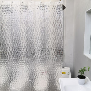 Crystal Clear PEVA Shower Curtain - Cracked Glass Texture W/Waterproof & Privacy Gradient