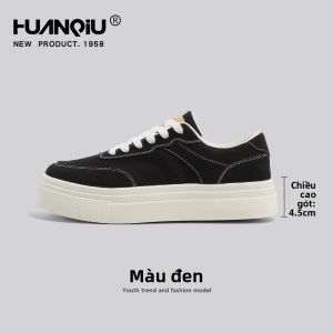 HuanQiu | Giày Sneaker Nam Đế Xuồng Nhẹ Màu Đen Phong Cách Casual Thu Mới