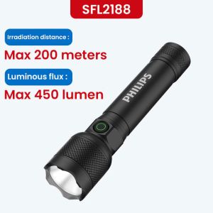 Philips NEW 2188 LED aluminum alloy flashlight portable light USB rechargeable camping light for outdoor hiking