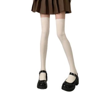 Reviln ถุงเท้ายาว สไตล์โลลิต้า ยืดหยุ่นสูง สีพื้น สําหรับสวมใส่ทุกวัน Women Socks