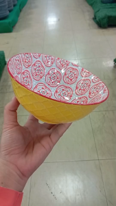 ถ้วย ชาม 6 นิ้ว ถ้วยสวยๆ สีแดงเหลือง ชามเซรามิก ชามแกง ทำจากเซรามิกเนื้อดี เข้าไมโครเวฟได้