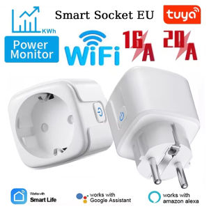 QNCX 20A 1-4PCS EU Smart Socket Power Monitoring Timing Function WiFi Smart Plug Voice Control Via Alexa Google Home Yandex