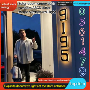 Solar house number letter light LED number 0-9 and ABCD personalized house number 3D luminous font decorative warm light