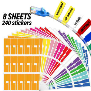 8Sheets/240pcs Wire Color Classification Storage Stickers Writable Cable Labels Self-Adhesive Waterproof Home Office Labels