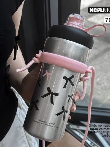 BIZE | Large Capacity Stainless Steel Insulated Tumbler with Double Drinking Straws
