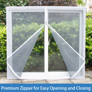 High-Transparency Zippered Mosquito Screen Door - Double-Stitched Mesh Easy Open and Close Home Insect Protection