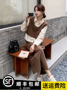Korean Style Fashion Set Womens Autumn 2025 New Casual Vest Shirt Half Skirt Three-piece Set Cotton Material Adult Use