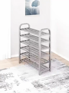 Rak Sepatu Sandal Stainless Steel Portable Kuat Anti Karat Tempat Sepatu Multifungsi 3/4/5 Tingkat