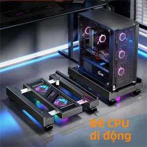 Giá Đỡ Tháp PC Di Động Có Thể Điều Chỉnh Với Quạt Làm Mát RGB Giá Đỡ CPU Bằng Kính Thiên Văn Giá Đỡ Máy Tính Để Tản Nhiệt Và Xe Đẩy CPU