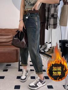 กางเกงยีนส์ทรงหลวมเอวสูงสไตล์ฮาราจูกุสำหรับผู้หญิงไซส์ใหญ่ กางเกงขายาวทรงหลวมสไตล์ย้อนยุค ทรงหลวม ทรงหลวม ทรงหลวม