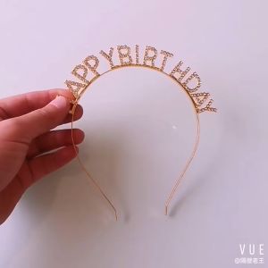 Băng đô cài tóc hình chữ Happy Birthday đính đá party tiệc sinh nhật Fubao Store