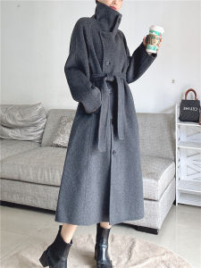 Womens Overcoat Mid Length Long Length Loose Lapel Series Belt Single-Breasted Reversible Cashmere Coat Outwear Classy from a Famous Brand New