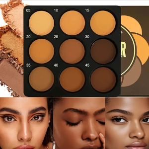 Dark Skin TONE 9-in-1 Face Palette คอนซีลเลอร์กันน้ํา 9 Shades Contour Bronzer ข้าวสาลีแต่งหน้า Palette สําหรับผู้หญิง