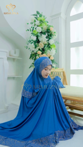Armuzna - Mukena Jersey Jumbo Premium Malaysia Motif 2in1 Renda Dewasa Almaheera