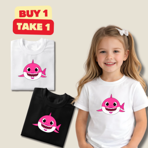 B1T1 Shark T-Shirt for Kids 0-9 Years Old - Black & White Comfy Tee with Premium DTF Print - Perfect