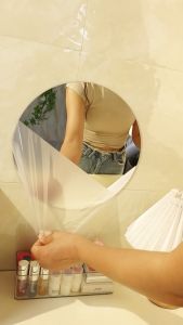 30*30cm Round Wall Mirror Stickers / Self Adhesive Acrylic HD Mirror Tiles / for Bathroom Home Decor