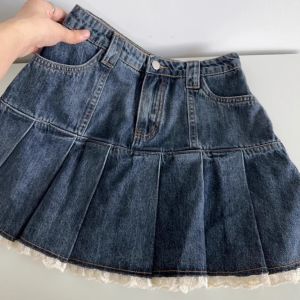 Váy Ngắn Denim Ren Cổ Điển Cạp Cao Mùa Hè Mới Cho Nữ Váy Ngắn Chữ a Màu Trơn Dáng Chữ a Váy Ngắn Gợi Cảm
