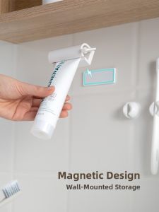 Magnetic Absorption Plastic Toothpaste Squeezer for Bathroom Facial Cleanser Skin Care Manual Squeezer Holder Clip