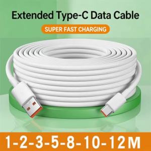 12M/10M/8M/5M/3M Extended USB C Data Cables Multiple-choice Extra Long Type C Charger Wire Cord for Samsung Xiaomi Camera Laptop