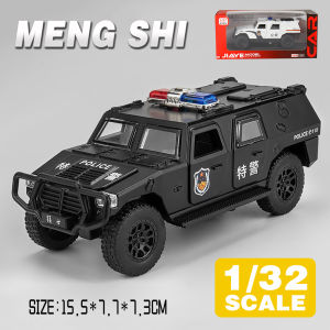 LEO 1:32 MengShi Police Car Diecast Model Car Alloy Cars Toys Collection Gift For Kids Boy Girl