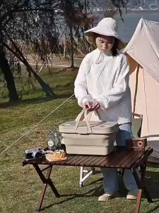 Nearra Multifunctional Foldable Large Capacity Camping Table Storage Box Portable Hand Basket For Outdoor Picnics