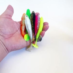 5PCS/10PCS Big Soft Silicone T Tail Worm Bait 6.5/7.5/10.5cm Offset Crank Hook Lure Freshwater Carp Fishing Tackle