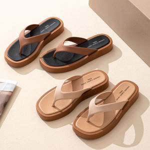 Womens Summer Outdoor Sandals Anti-slip Wear-resistant Beach Y-shaped Slippers Flat Bottom PVC Material Youth Fashion